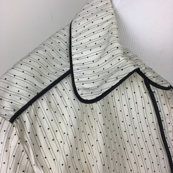 WHISTLES london micro black polka dot white button-up blouse SZ 8 - Picture 5 of 7